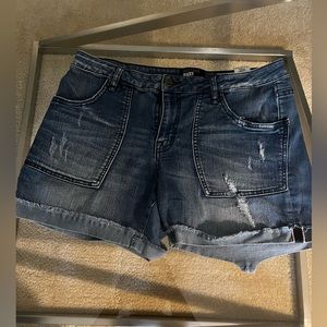 Distressed Dark Wash Shorts